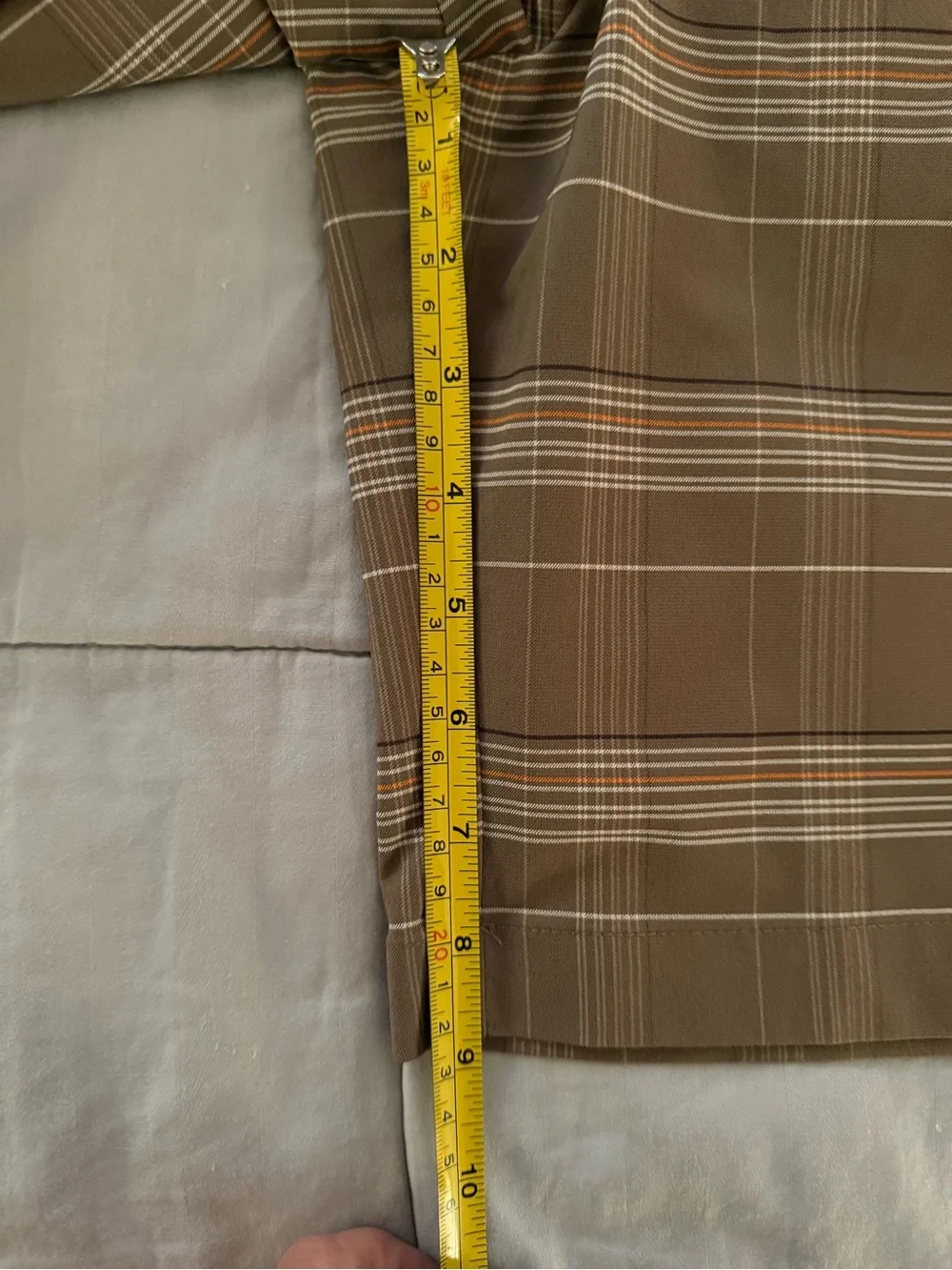 Men’s Walter Hagen Brown Plaid with White and Orange Flat Front Golf Shorts